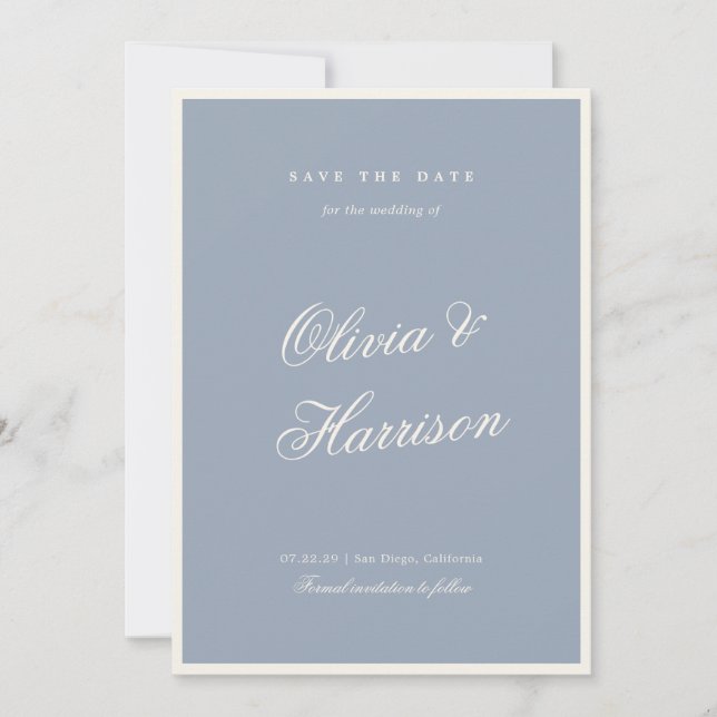 Something Blue Elegant Save the Date Card Inbjudningar (Framsida)