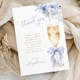 Something Blue Floral Bridal Shower Thank You Card Tack Kort