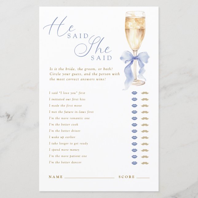 Something  Blue He Said She Said Game (Framsida)