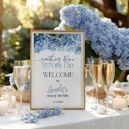 Something Blue Hydrangea Bridal Shower Welcome Poster