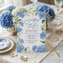 Something Blue Hydrangea Floral Bridal Shower Inbjudningar