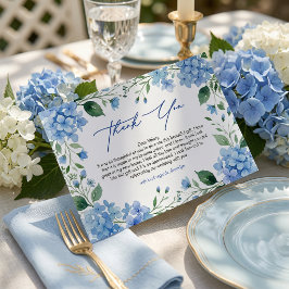 Something Blue Hydrangea Thank You Bridal Shower Tack Kort