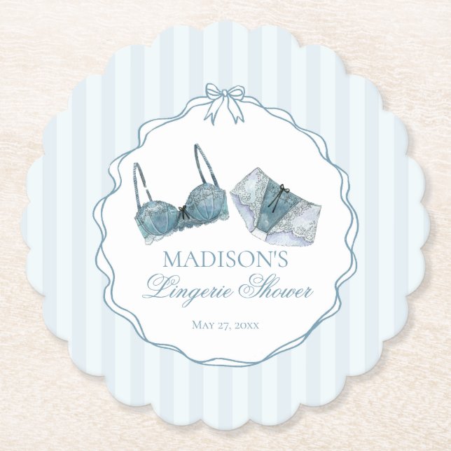 Something Blue Lingerie Shower Lace Bachelorette Underlägg Papper (Framsida)