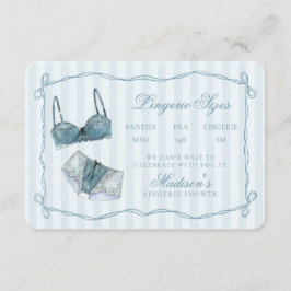 Something Blue Lingerie Sizes Shower Invitation Tilläggskort