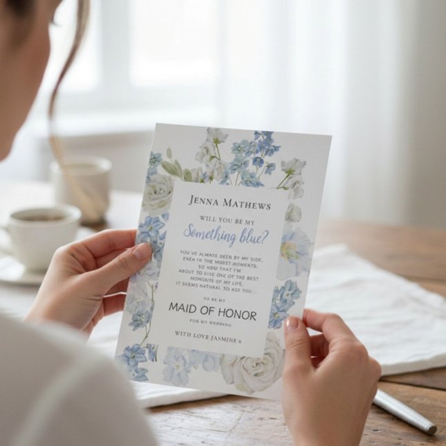 Something Blue Maid of Honor Wedding Proposal Card Tack Kort (Skapare uppladdad)