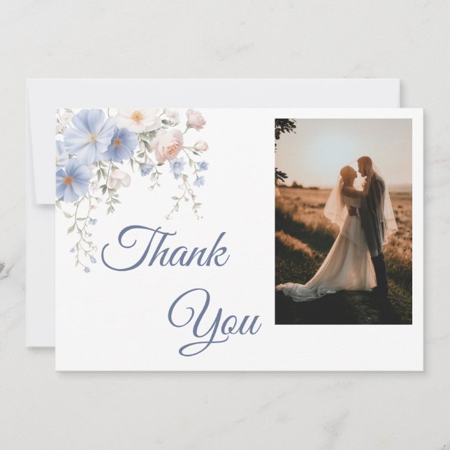 Something Blue Photo Thank You Card Tack Kort (Framsida)