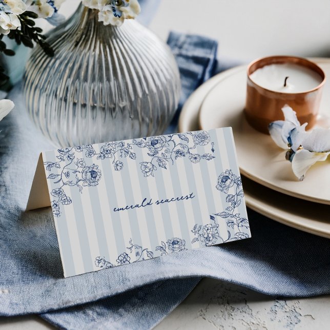 Something Blue Place Card Bridal Shower Name Tent Tack Kort (Skapare uppladdad)