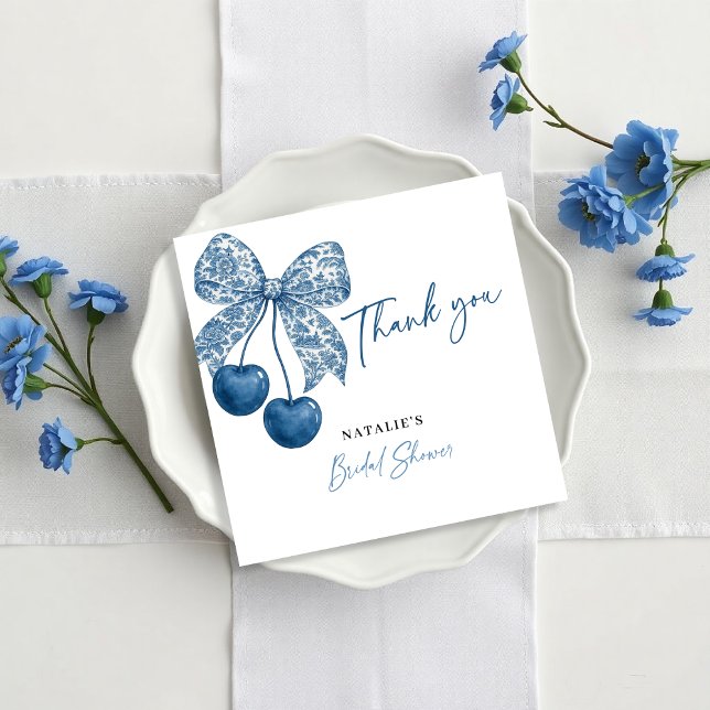 Something Blue Theme Blue Bow Bridal Shower Tack Kort (Skapare uppladdad)