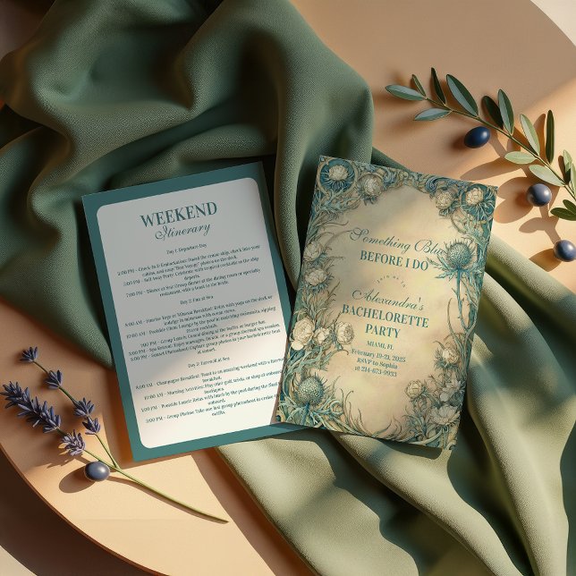 Something Blue Thistle Bachelorette Party Inbjudningar (Skapare uppladdad)