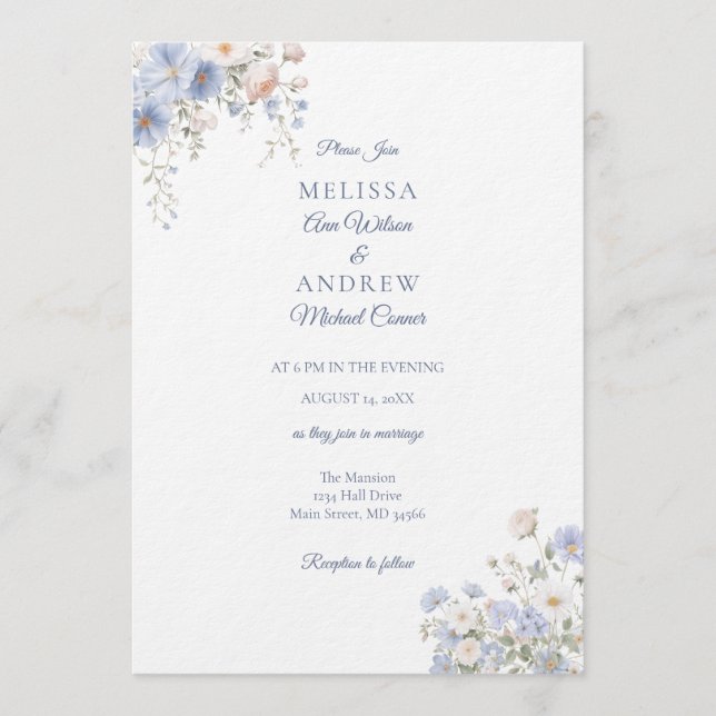 Something Blue Wedding Invitation Suite Inbjudningar (Framsida)