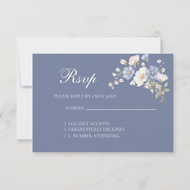 Something Blue Wedding RSVP card OSA Kort (Framsida)