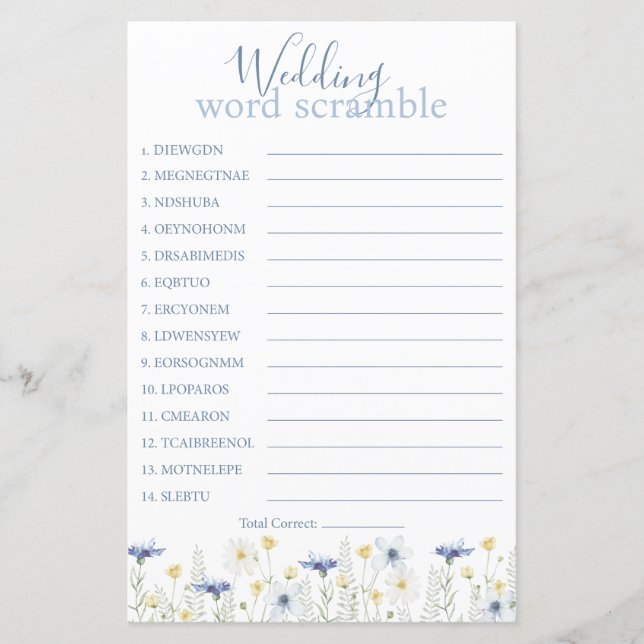 Something Blue Wedding Word Scramble (Framsida)