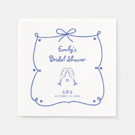 Something Blue Whimsical Hand Drawn Bridal Shower Pappersservett