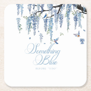 Something Blue Wildflower Bouquet Bröllopsdusch Underlägg Papper Kvadrat
