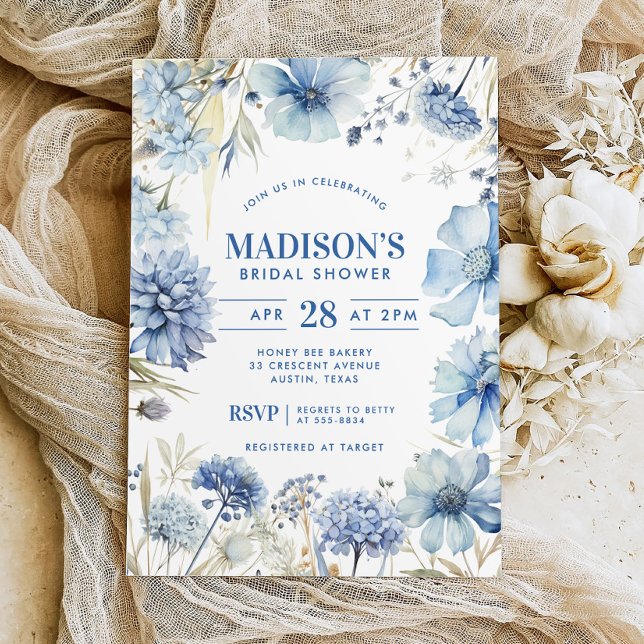 Something Blue Wildflower Floral Bridal Shower Inbjudningar (Skapare uppladdad)