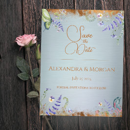 Something Blue Wildflower Spara Datum Postkort Vykort