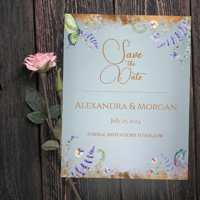 Something Blue Wildflower Spara Datum Postkort Vykort (Skapare uppladdad)