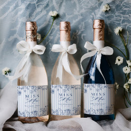 Something Blue Wine Bottle Label Bridal Shower Set Vinflaska Etikett