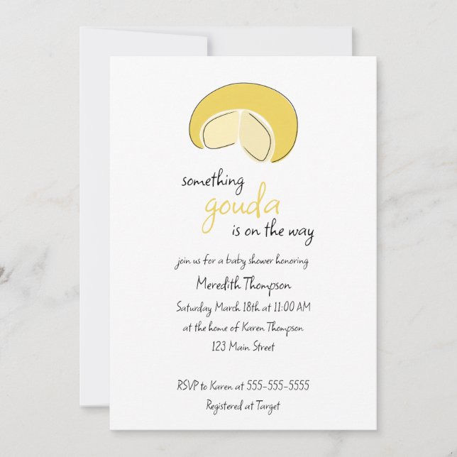 Something Gouda On Way Cheese Wheel Baby Shower Inbjudningar (Framsida)