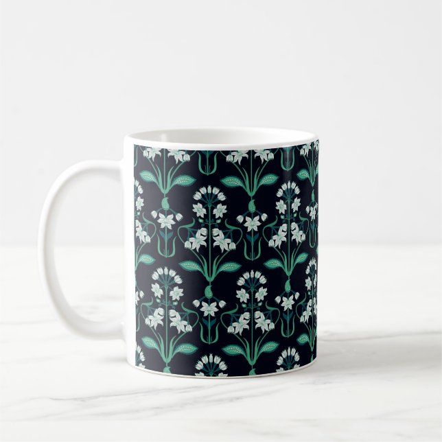 sömlös abstrakt art nouveau blommönster kaffemugg (Vänster)