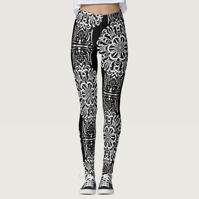 Sömlös abstrakt dekoration, modern svart med leggings (Framsida)