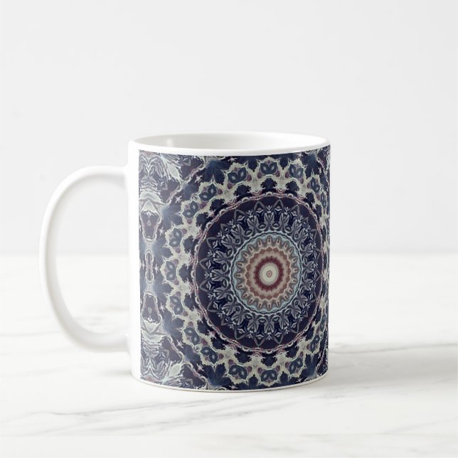 Sömlös abstrakt geometrisk rund cirkel mandala kaffemugg (Vänster)