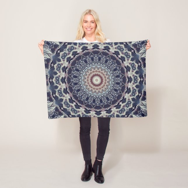 Sömlös abstrakt geometrisk runda cirkel mandala fleecefilt (På plats)