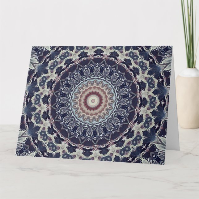 Sömlös abstrakt geometrisk runda cirkel mandala kort (Framsida)