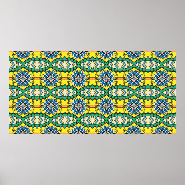 Sömlös abstrakt hand plockade mönster. Dekorativ Poster (Framsidan)