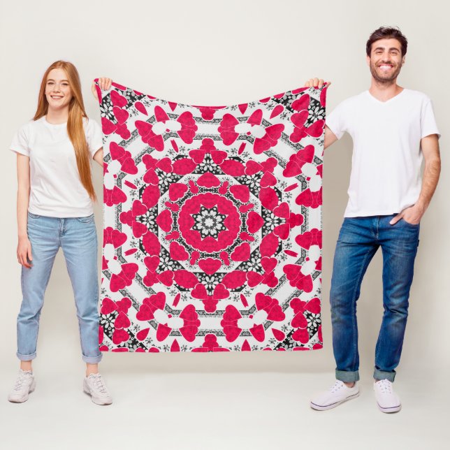 Sömlös abstrakt mandala-hjärtan i ljummet fleecefilt (På plats)