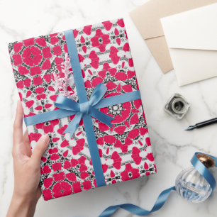 Sömlös abstrakt mandala-hjärtan ljust runt ornamen presentpapper