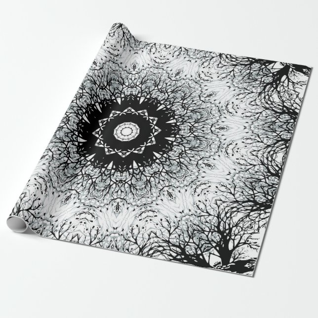 Sömlös abstrakt mandala round Circle kaleidoscop Presentpapper (Utrullad)