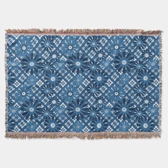 Sömlös abstrakt, modern, kontrollerad plaid blommi filt (Framsidan)