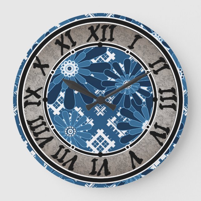 Sömlös abstrakt, modern, kontrollerad plaid blommi stor klocka (Framsida)