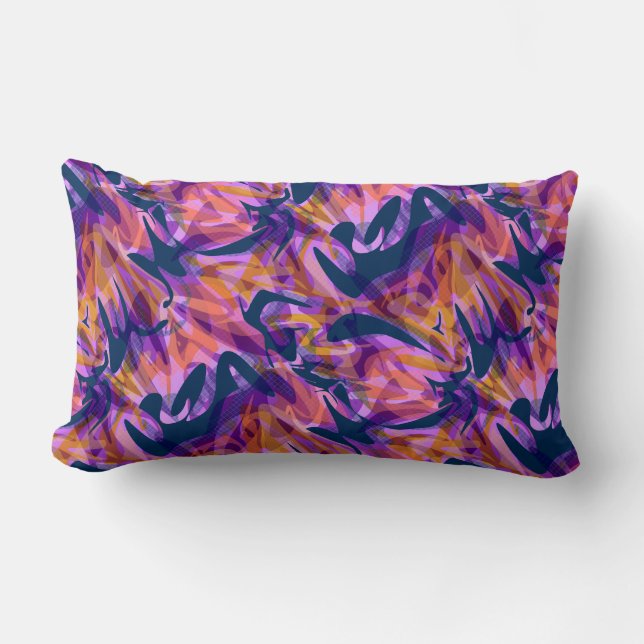 Sömlös abstrakt modern multifärgad för penseldrag  lumbarkudde (Framsida)