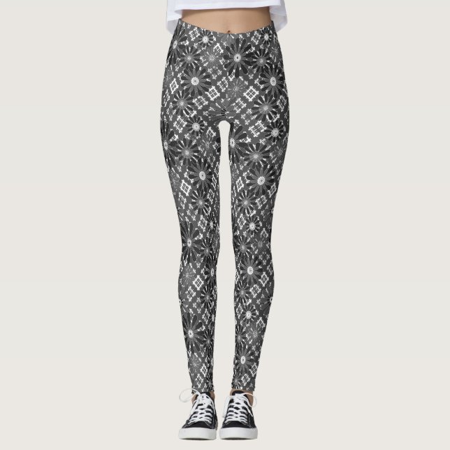 Sömlös abstrakt, modern, platt leggings (Framsida)
