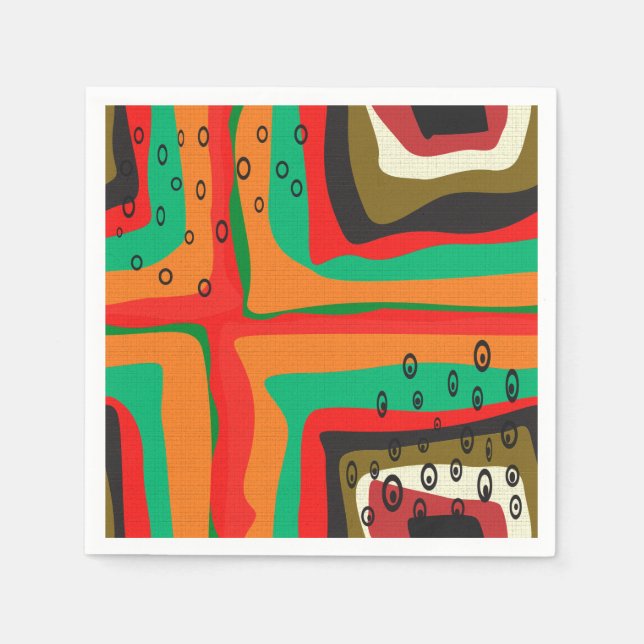 Sömlös abstrakt, modern retro färg mönster oran pappersservett (Framsidan)