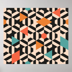 Sömlös abstrakt mönster av geometriska former. Geo Poster