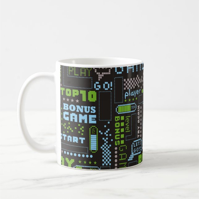 sömlös abstrakt mönster i pixelspelet stil. Wit Kaffemugg (Vänster)