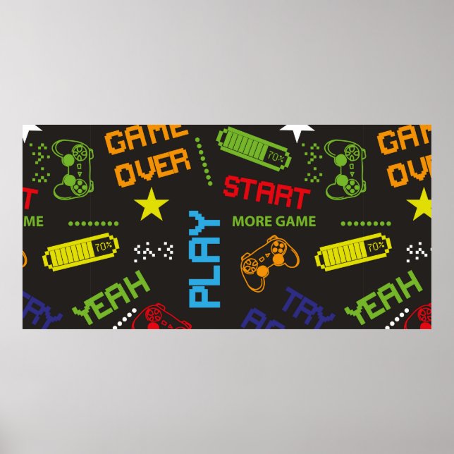 sömlös abstrakt mönster i pixelspelet stil. Wit Poster (Framsidan)