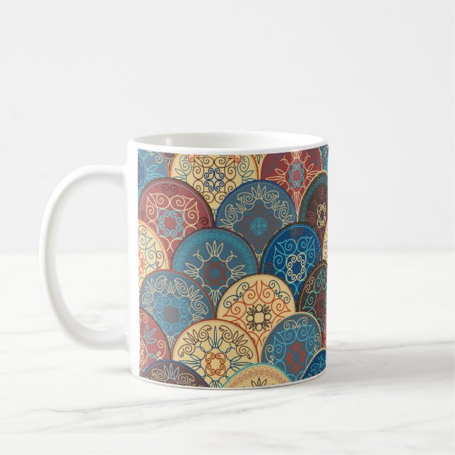 Sömlös abstrakt mönster i trendig färgad abstra kaffemugg (Vänster)