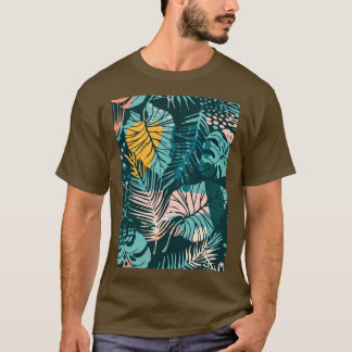 Sömlös abstrakt mönster med tropiska växter t shirt