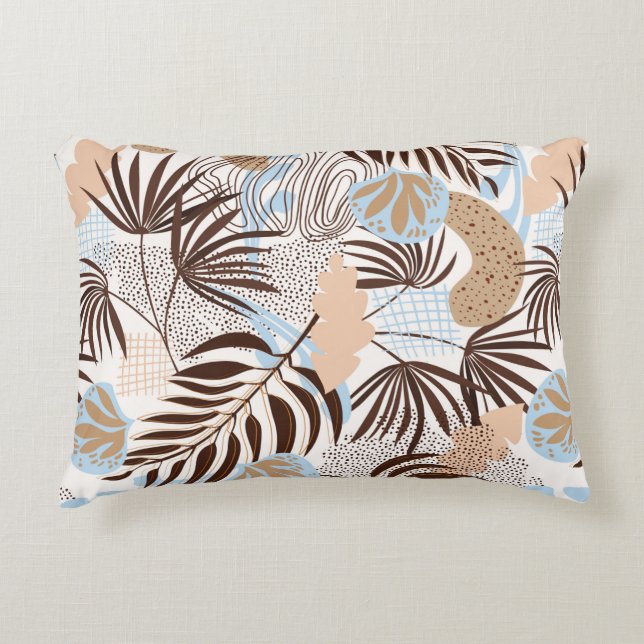 Sömlös abstrakt mönster på vit botten prydnadskudde (Framsidan)