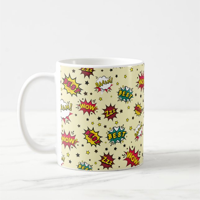 Sömlös abstrakt mönster, vintage patch bak kaffemugg (Vänster)