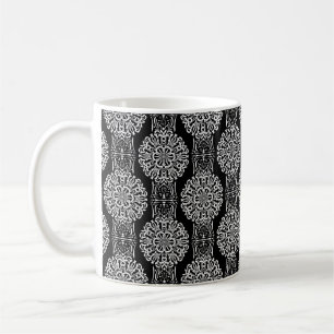 Sömlös abstrakt ornamental dekoration modern svart kaffemugg