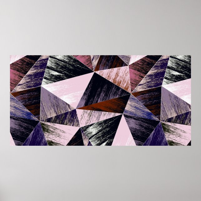 Sömlös abstrakt polygon mönster. Blå, rosa, bro Poster (Framsidan)