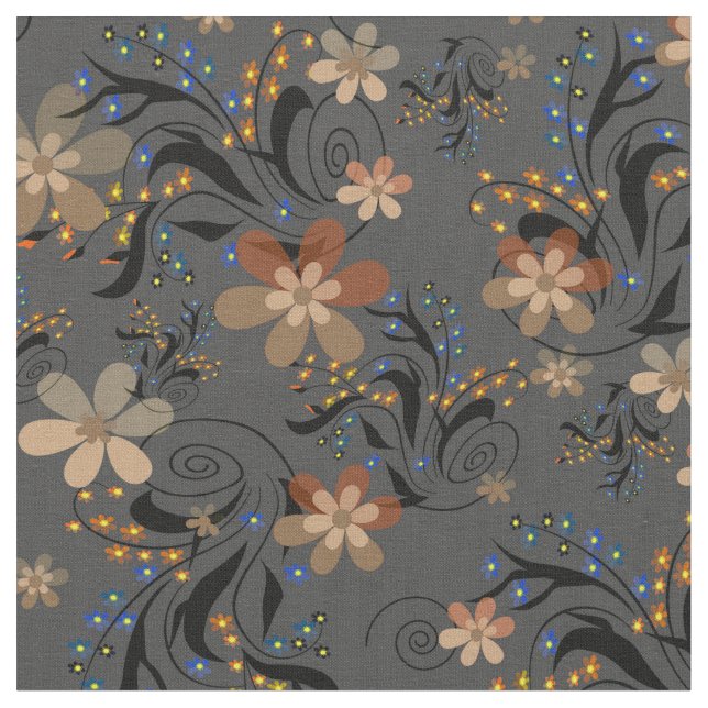 Sömlös abstrakt retro beige Blommor grått backgro Tyg (Närbild)