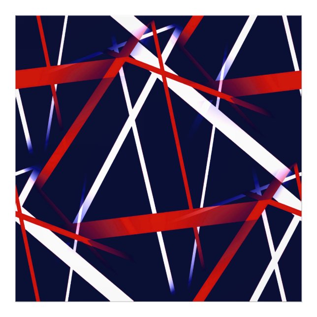 Sömlös Abstrakt Röd och vit Rand på A Blue Fototryck (Framsidan)