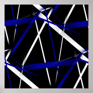 Sömlös Abstrakt Royal Blue and White Linjer Poster