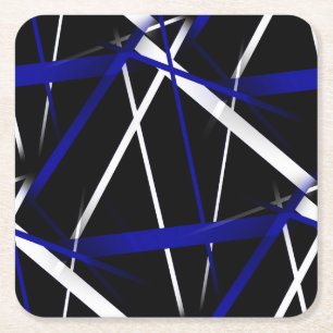 Sömlös Abstrakt Royal Blue and White Linjer Underlägg Papper Kvadrat